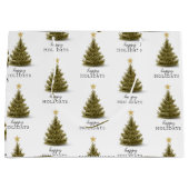 Weihnachten Pine Tree Happy Holidays Typograpy Große Geschenktüte (Vorderseite)