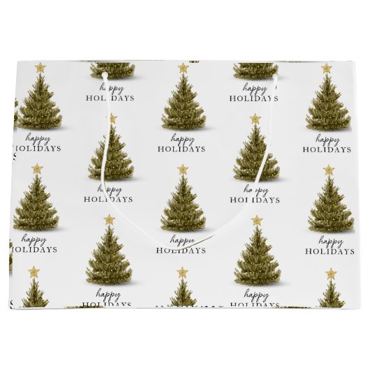Weihnachten Pine Tree Happy Holidays Typograpy Große Geschenktüte (Vorderseite)
