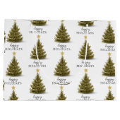 Weihnachten Pine Tree Happy Holidays Typograpy Große Geschenktüte (Rückseite)