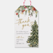 Weihnachten Pine Tree Lights Hochzeit Vielen Dank  Geschenkanhänger (Rückseite)