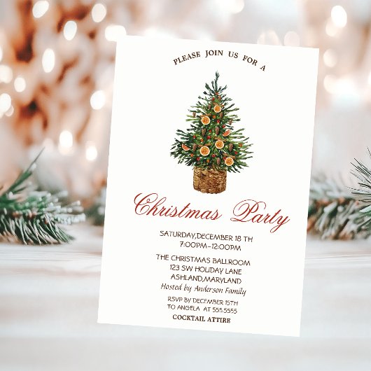 Weihnachten Pine Tree Orange Weihnachtsfest Party Einladung