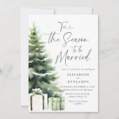 Weihnachten Pine Tree Rustikale Elegante Hochzeit Einladung (Vorderseite)