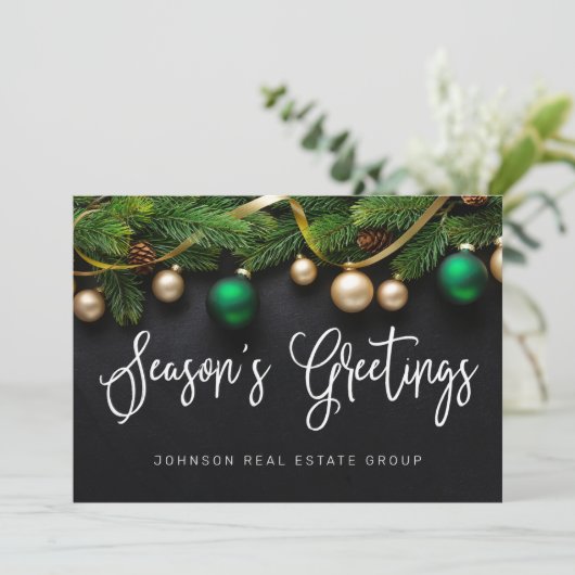 Weihnachten Pine Tree Season's Grußgeschäft (Stehend Vorderseite)