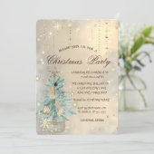 Weihnachten Pine Tree, Stern, Schneeflocken Weihna Einladung (Stehend Vorderseite)