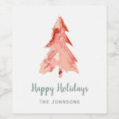 Weihnachten Pine Tree Wasserfarbenurlaub Weinetikett (Einzelnes Label)