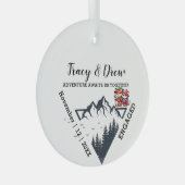 Weihnachten Pine Trees Couple Verlobt Black Ornament Aus Glas (Vorderseite Rechts)