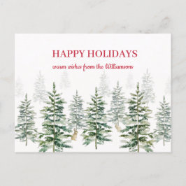 Weihnachten Pine Trees Wasserfarben Happy Holiday  Postkarte