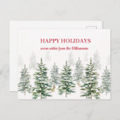 Weihnachten Pine Trees Wasserfarben Happy Holiday Postkarte (Vorne/Hinten)