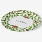 Weihnachten Pinecones & Rote Berries Pappteller (Schrägansicht)