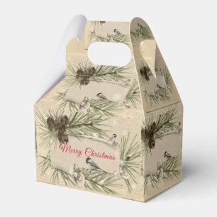 Weihnachten Pinecones Schneeflocken Vögel Geschenkschachtel