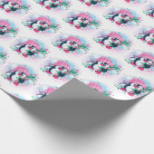 Weihnachten Pinguin Pink Hat Wasserfarbenurlaub Geschenkpapier (Ecke)