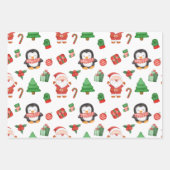 Weihnachten, Pinguin und Dekorationen Geschenkpapier Set (Vorderseite)