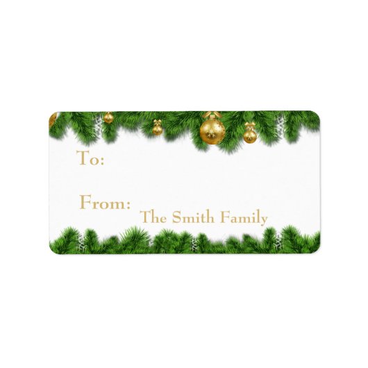 Weihnachten Pinienkirche Gold Weihnachtsbälle Adressaufkleber (Vorne)