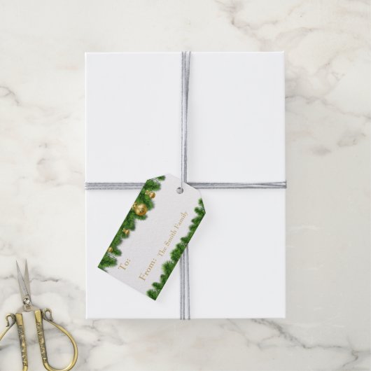 Weihnachten Pinienkirche Gold Weihnachtsbälle Geschenkanhänger (Mit Garn)