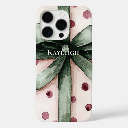 Weihnachten Pink Dots Grüne Schleife & Bow Case-Mate iPhone Hülle (Rückseite)