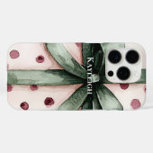 Weihnachten Pink Dots Grüne Schleife & Bow Case-Mate iPhone Hülle (Rückseite (Horizontal))