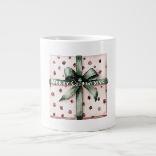 Weihnachten Pink Dots Grüne Schleife & Bow Jumbo-Tasse