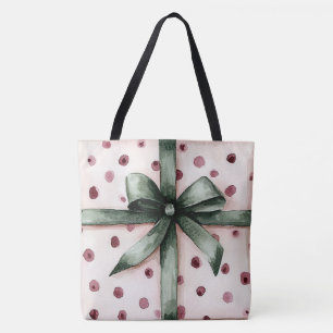 Weihnachten Pink Dots Grüne Schleife & Bow Tasche