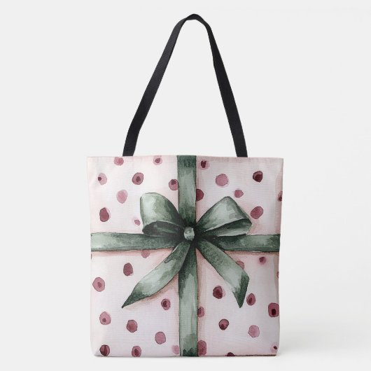 Weihnachten Pink Dots Grüne Schleife & Bow Tasche (Vorderseite)