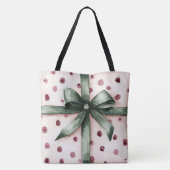 Weihnachten Pink Dots Grüne Schleife & Bow Tasche (Rückseite)