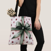 Weihnachten Pink Dots Grüne Schleife & Bow Tasche (Von Nahem)