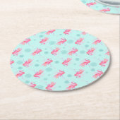 Weihnachten Pink Flamingo Round Paper Untersetzer (Angewinkelt)