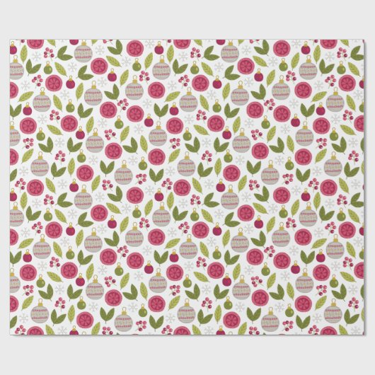 Weihnachten Pink Green Bauble Muster Geschenkpapier (Flach)