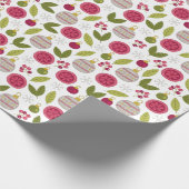 Weihnachten Pink Green Bauble Muster Geschenkpapier (Ecke)