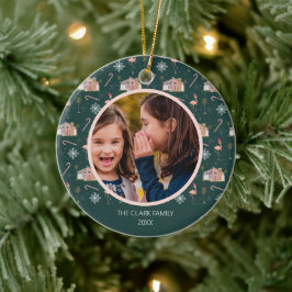 Weihnachten - Pink House Palm Tree Foto Keramik Ornament