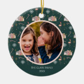 Weihnachten - Pink House Palm Tree Foto Keramik Ornament (Vorne)