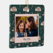 Weihnachten - Pink House Palm Tree Foto Keramikornament (Rechts)