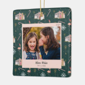 Weihnachten - Pink House Palm Tree Foto Keramikornament (Links)