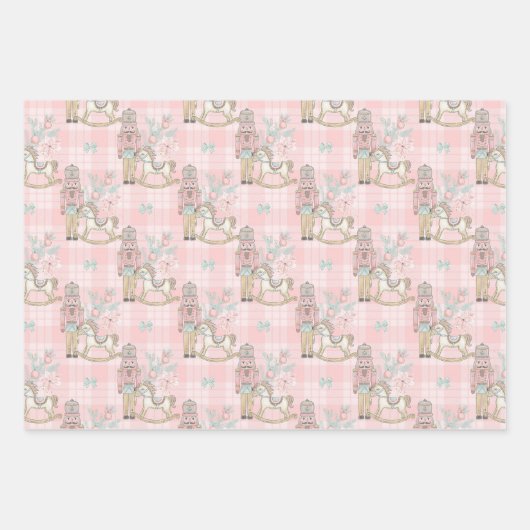 Weihnachten Pink Nutcracker Glitzer Festliche Must Geschenkpapier Set (Vorderseite)