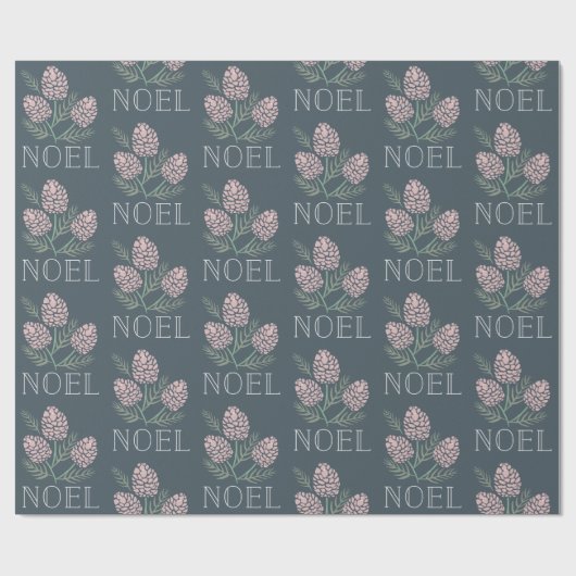 WEIHNACHTEN Pink Pine Cone Muster Navy Blau Geschenkpapier (Flach)
