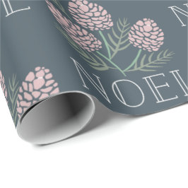 WEIHNACHTEN Pink Pine Cone Muster Navy Blau Geschenkpapier