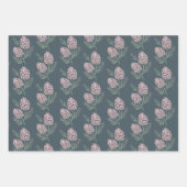 WEIHNACHTEN Pink Pine Cone Muster Navy Blue & Whit Geschenkpapier Set (Vorderseite)