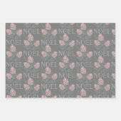 WEIHNACHTEN Pink Pine Cone Muster Weiß & Grau Geschenkpapier Set (Vorderseite 3)