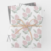 WEIHNACHTEN Pink Pine Cone Muster Weiß & Grau Geschenkpapier Set (Beispiel)