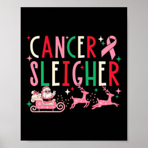 Weihnachten Pink Ribbon Santa Sleigh Rentier Poster