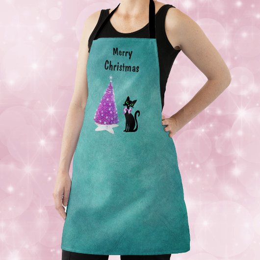 Weihnachten Pink Silber Baum Stern Teppich Schwarz Schürze