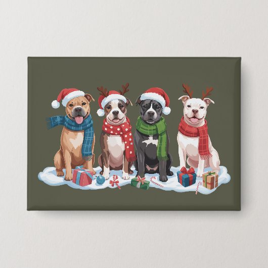 Weihnachten Pitbull Dog Eigentümer Geschenk Weihna Button (Vorderseite)