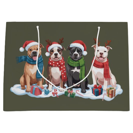 Weihnachten Pitbull Dog Eigentümer Geschenk Weihna Große Geschenktüte (Vorderseite)