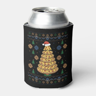 Weihnachten-Pizza-Baum-Santa-Hut-hässlicher-Schwes Dosenkühler