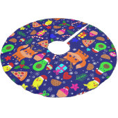 Weihnachten Pizza Cick Vogel Avocado Blau Polyester Weihnachtsbaumdecke (Schrägansicht)