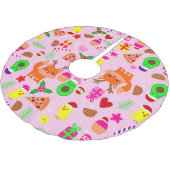 Weihnachten Pizza Cick Vogel Avocado Rosa Polyester Weihnachtsbaumdecke (Schrägansicht)