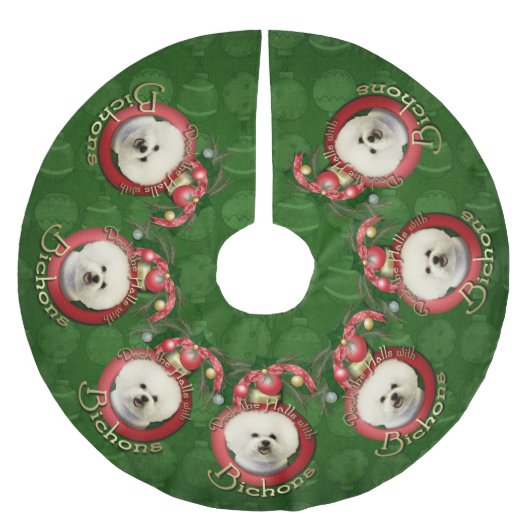 Weihnachten - Plattform die Hallen - Bichons Polyester Weihnachtsbaumdecke (Vorderseite)