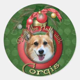 Weihnachten - Plattform die Hallen - Corgis - Owen Runder Aufkleber