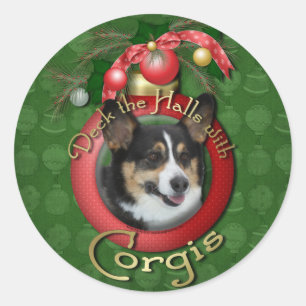 Weihnachten - Plattform die Hallen - Corgis Runder Aufkleber