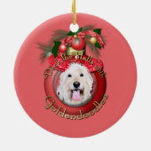 Weihnachten - Plattform die Hallen - GoldenDoodles Keramikornament (Hinten)