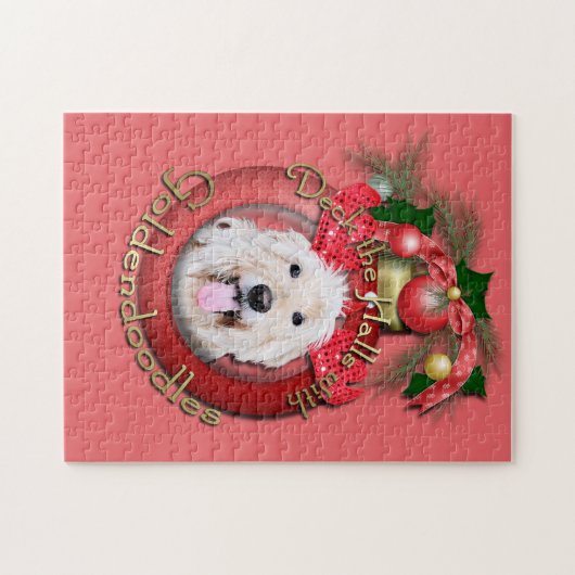 Weihnachten - Plattform die Hallen - GoldenDoodles Puzzle (Horizontal)